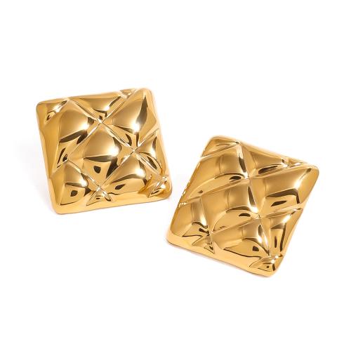 Stainless Steel Stud Earrings, 304 Stainless Steel, plated, for woman, gold, Sold By Pair