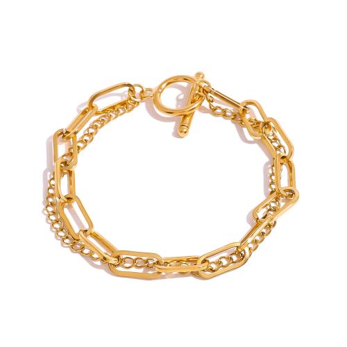 Edelstahl Schmuck Armband, 304 Edelstahl, plattiert, für Frau, Goldfarbe, verkauft von PC