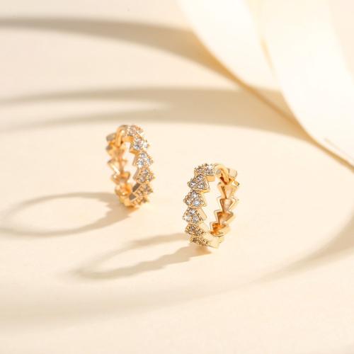 Boucles d'oreilles en laiton zircon cubique pavent, Placage, pavé de micro zircon & pour femme, Or, Vendu par paire