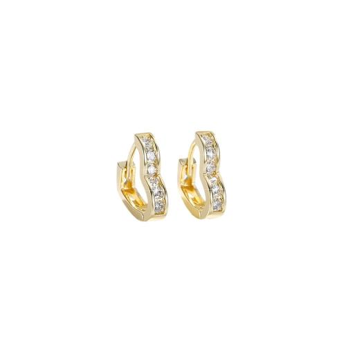 Cubic Zirconia Micro Pave Brass Earring, Heart, plated, micro pave cubic zirconia & for woman, more colors for choice, Sold By Pair