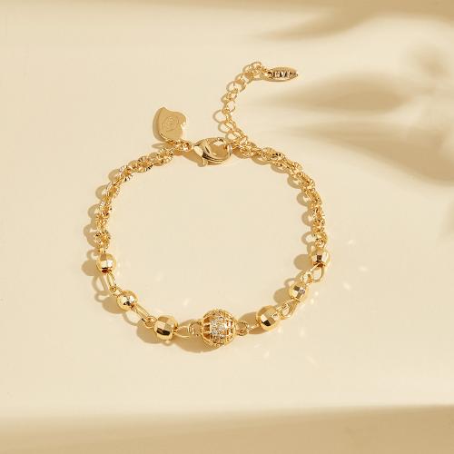 Cúbicos Circonia pulsera Latón Micro pavimenta, metal, chapado, micro arcilla de zirconia cúbica & para mujer, dorado, Vendido por UD