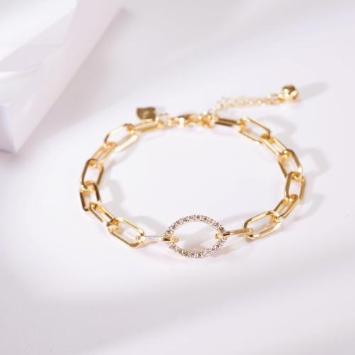 Cúbicos Circonia pulsera Latón Micro pavimenta, metal, chapado, micro arcilla de zirconia cúbica & para mujer, dorado, Vendido por UD