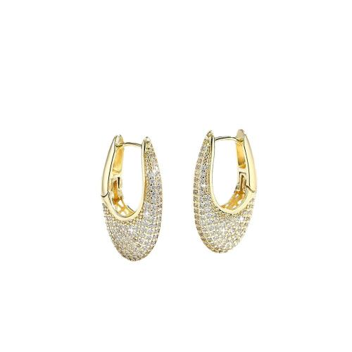 Cubic Zirconia Micro Pave Brass Earring, plated, micro pave cubic zirconia & for woman, more colors for choice, Sold By Pair