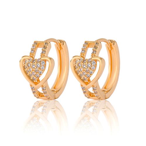 Boucles d'oreilles en laiton zircon cubique pavent, Placage, styles différents pour le choix & pavé de micro zircon & pour femme, Champagne, Vendu par paire