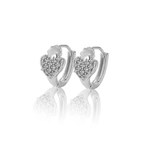 Cubic Zirconia Micro Pave Brass Earring, plated, different styles for choice & micro pave cubic zirconia & for woman, silver color, Sold By Pair