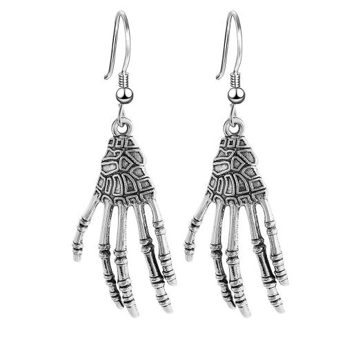 Tibetan Style Drop Earrings, plated, for woman, silver color, Sold By Pair