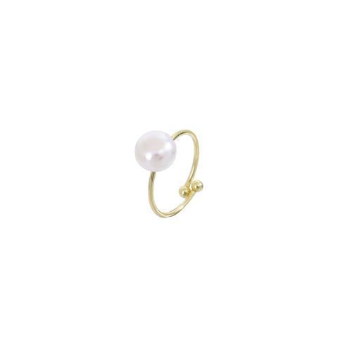 Tibetan Style Finger Ring, with Plastic Pearl, plated, fashion jewelry & for woman, golden, Sold By PC