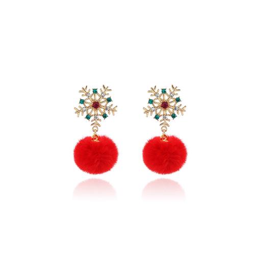 Tibetan Style Stud Earring, with Plush, plated, for woman & with rhinestone, more colors for choice, Sold By Pair