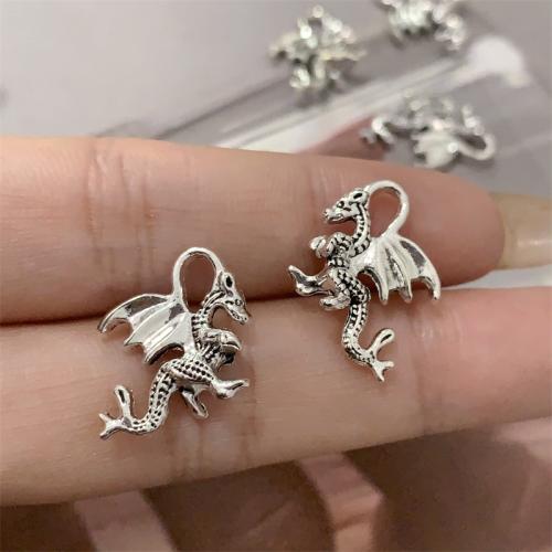 Tibetan Style Animal Pendants, Dragon, antique silver color plated, DIY, 15x20mm, 100PCs/Bag, Sold By Bag