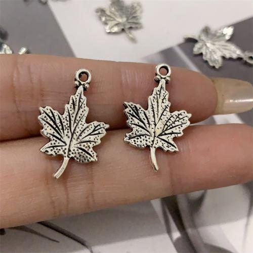 Sinkkiseos lehti riipuksia, Maple Leaf, antiikki hopea päällystetty, tee-se-itse, 15x23mm, 100PC/laukku, Myymät laukku