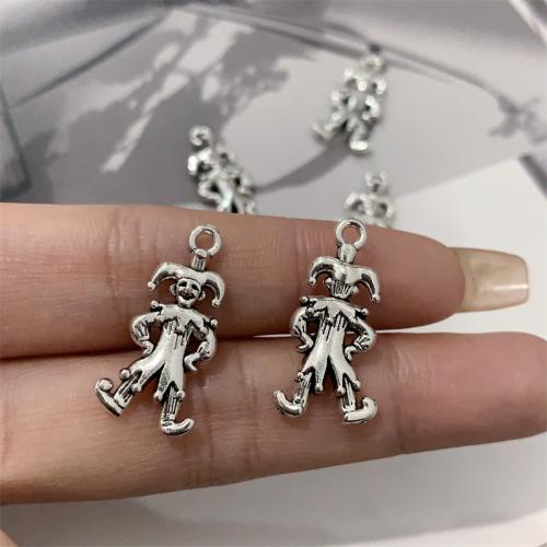 Tibetan Style Pendants, clown, antique silver color plated, DIY, 12x24mm, 100PCs/Bag, Sold By Bag