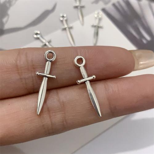 Tibetan Style Pendants, Knife, antique silver color plated, DIY, 7x24mm, 100PCs/Bag, Sold By Bag