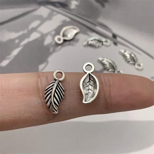 Tibetan Style Leaf Pendants, antique silver color plated, DIY, 7x15mm, 100PCs/Bag, Sold By Bag