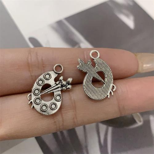 Tibetan Style Pendants, color plate with brush, antique silver color plated, DIY, 15x20mm, 100PCs/Bag, Sold By Bag