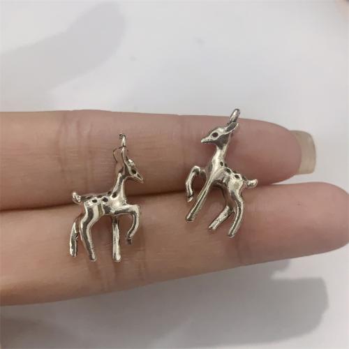 Tibetan Style Animal Pendants, Deer, antique silver color plated, DIY, 13x22mm, 100PCs/Bag, Sold By Bag