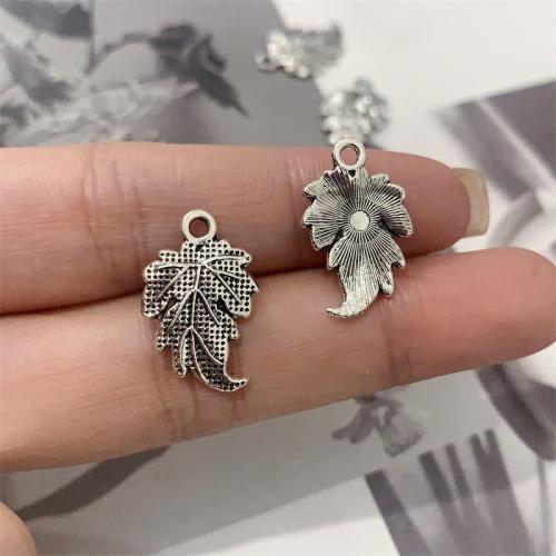 Tibetan Style Leaf Pendants, antique silver color plated, DIY, 13x20mm, 100PCs/Bag, Sold By Bag