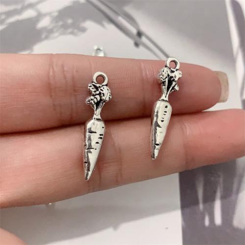 Tibetan Style Pendants, Carrot, antique silver color plated, DIY, 6x25mm, 100PCs/Bag, Sold By Bag