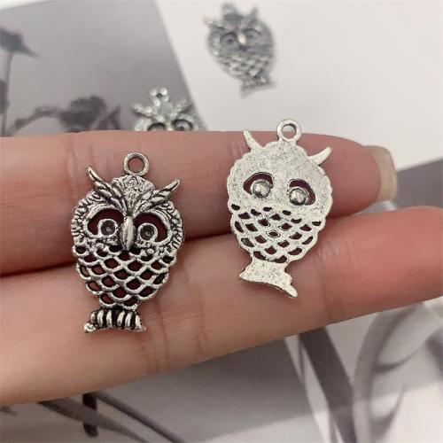 Tibetan Style Animal Pendants, Owl, antique silver color plated, DIY, 15x25mm, 100PCs/Bag, Sold By Bag