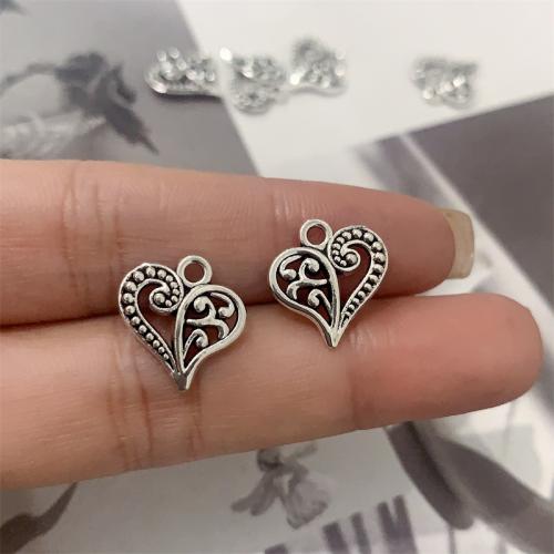 Tibetan Style Heart Pendants, antique silver color plated, DIY, 14x14mm, 100PCs/Bag, Sold By Bag