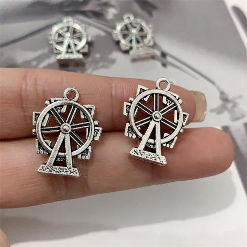 Tibetan Style Pendants, Ferris Wheel, antique silver color plated, DIY, 17x22mm, 100PCs/Bag, Sold By Bag