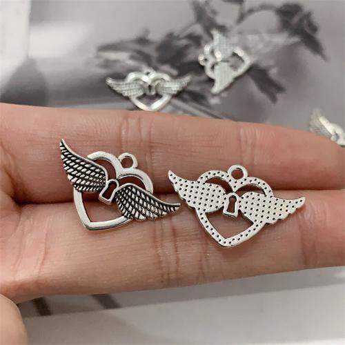 Wing Shaped Tibetan Style Pendants, antique silver color plated, DIY, 25x16mm, 100PCs/Bag, Sold By Bag