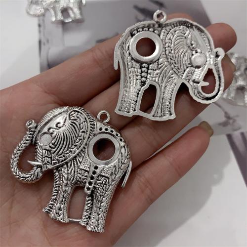 Pendentifs animaux en alliage de zinc, éléphant, Plaqué de couleur d'argent, DIY, 43x43mm, 100PC/sac, Vendu par sac