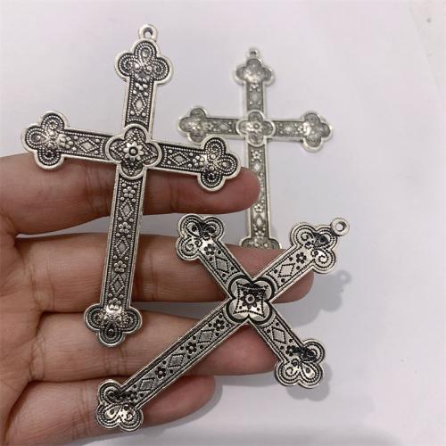 Colgantes de Aleación de Zinc en Forma Cruz, Cruces, chapado en color de plata antigua, Bricolaje, 54x80mm, 100PCs/Bolsa, Vendido por Bolsa