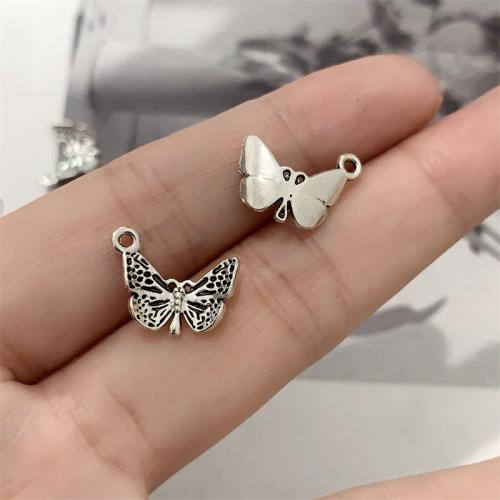 Tibetan Style Animal Pendants, Butterfly, antique silver color plated, DIY, 15x12mm, 100PCs/Bag, Sold By Bag