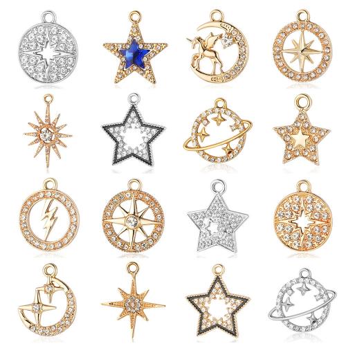 Tibetan Style Rhinestone Pendants, DIY & different styles for choice & with rhinestone, more colors for choice, 5PCs/Bag, Sold By Bag