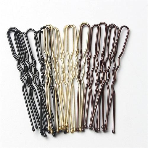 Tibetan Style U-Type Hair Clip, different packing style for choice & for woman, more colors for choice, 60mm, Sold By Bag