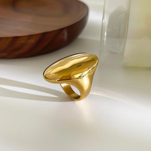 Anillo de dedo de acero inoxidable, acero inoxidable 316L, 18K chapado en oro, Joyería & diverso tamaño para la opción & para mujer, dorado, Vendido por UD