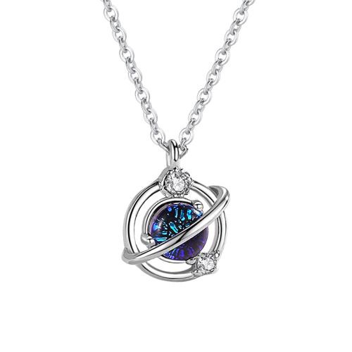 Zircon cubique Micro Pave collier en argent Sterling, Argent sterling 925, avec 5cm chaînes de rallonge, bijoux de mode & pavé de micro zircon & pour femme, plus de couleurs à choisir, Longueur:Environ 40 cm, Vendu par PC