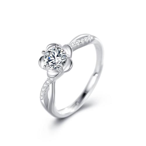 Cubic Zirconia micr3ofono pavimenta anillos de plata esterlina, Plata de ley 925, Joyería & micro arcilla de zirconia cúbica & para mujer, Inner diameter:17mm, Vendido por UD