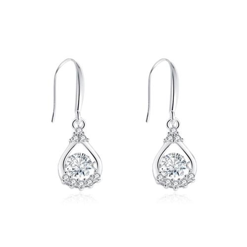 Cubic Zirconia Micro Pave Sterling Silver Earring, 925 Sterling Silver, fashion jewelry & micro pave cubic zirconia & for woman, 8x30mm, Sold By Pair