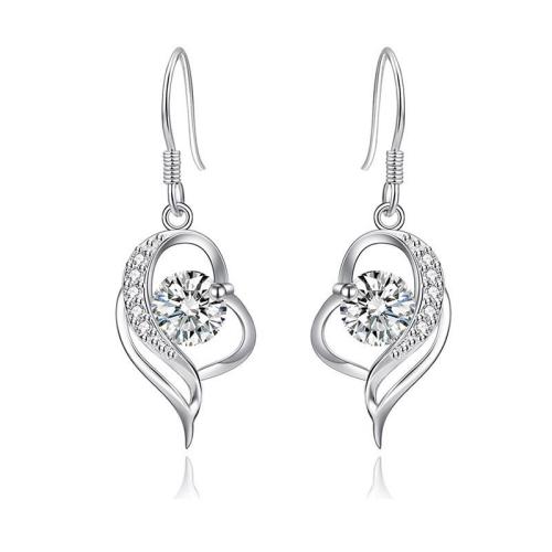 Pendientes de Micro Pavé de Zirconía Cúbica en Plata de Ley, Plata de ley 925, Joyería & micro arcilla de zirconia cúbica & para mujer, 10x34mm, Vendido por Par