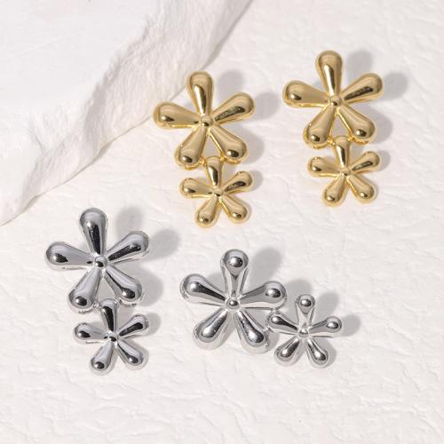 Stainless Steel Stud Earrings, 304 Stainless Steel, Flower, fashion jewelry & for woman, more colors for choice, 27mm, Sold By Pair