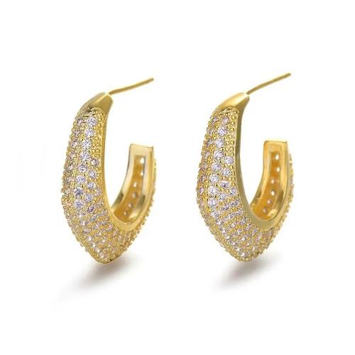 Boucles d'oreilles en laiton zircon cubique pavent, bijoux de mode & pavé de micro zircon & pour femme, 17x6mm, Vendu par paire