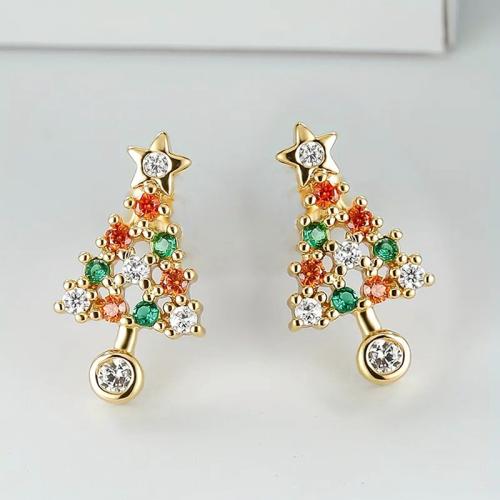 Boucles d'oreilles en laiton zircon cubique pavent, bijoux de mode & pavé de micro zircon & pour femme, 15mm, Vendu par paire