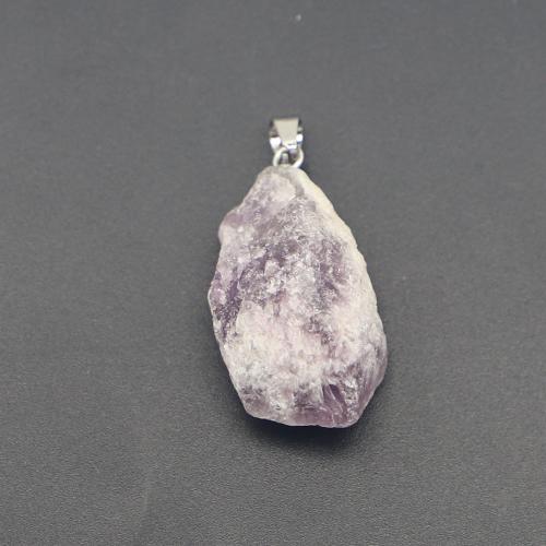 Quartz Gemstone Pendants, Amethyst, with Iron & 304 Stainless Steel, DIY, purple, about:20-40x10-20mm, Sold By PC