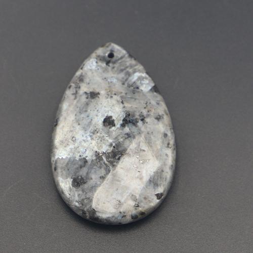 Edelstein Anhänger Schmuck, Labradorit, Tropfen, DIY, grau, 50x32x10mm, Bohrung:ca. 1.8-2mm, verkauft von PC