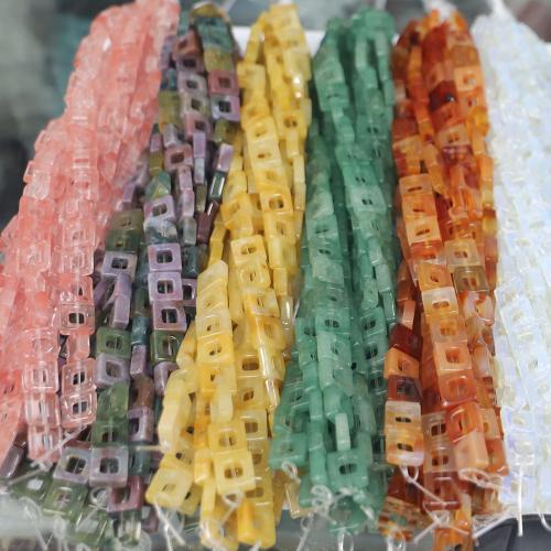 Gemstone Jewelry Beads, Natural Stone, Cube, DIY & different materials for choice & hollow, more colors for choice, 10x10x4mm, Hole:Approx 1-1.2mm, 20PCs/Strand, Sold By Strand