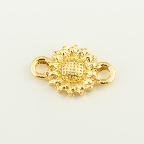 Brass Jewelry Connector, Flower, gold color plated, DIY & 1/1 loop, nickel, lead & cadmium free, 18x11x3mm, Sold By PC