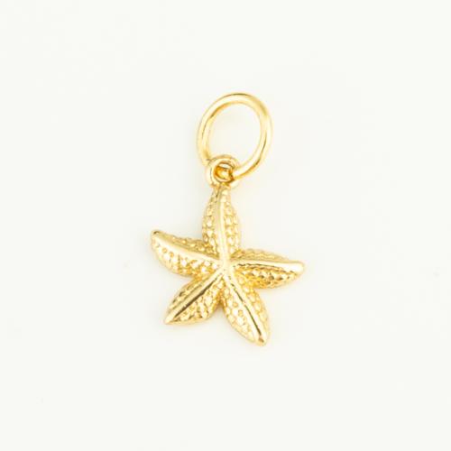 Colgantes de la joyería de cobre amarillo, metal, Estrella de Mar, chapado en color dorado, Bricolaje, libre de níquel, plomo & cadmio, 11x8x2mm, Vendido por UD