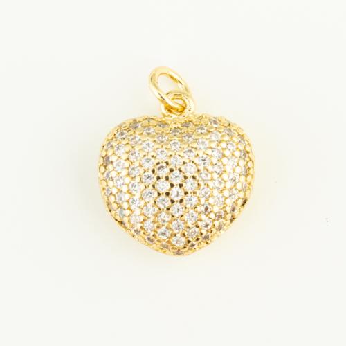 Cubic Zirconia Micro Pave Brass Pendant, Heart, plated, DIY & micro pave cubic zirconia, more colors for choice, nickel, lead & cadmium free, 15x14x7mm, Sold By PC