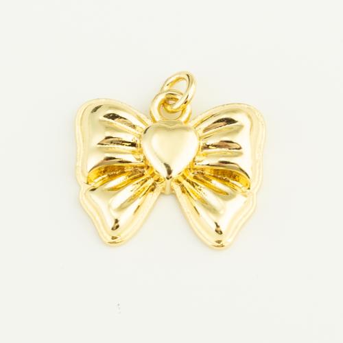 Bijoux pendentifs en laiton, Noeud papillon, Placage de couleur d'or, DIY, protéger l'environnement, sans nickel, plomb et cadmium, 17x14x4mm, Vendu par PC