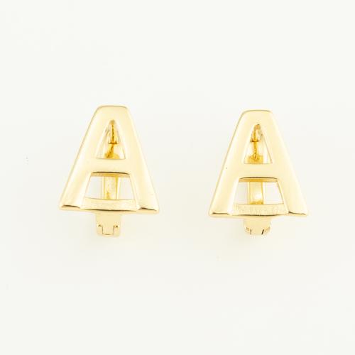 Laiton Leverback boucle d'oreille, Lettre d’alphabet, Placage de couleur d'or, styles différents pour le choix & pour femme, plus de couleurs à choisir, protéger l'environnement, sans nickel, plomb et cadmium, 13x11x10mm, Vendu par paire