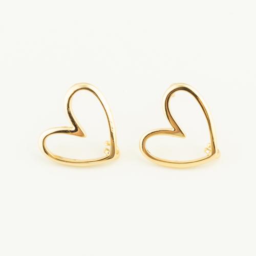 Brass Earring Drop Component, Heart, gold color plated, DIY, nickel, lead & cadmium free, 13x12x2mm, Sold By Pair