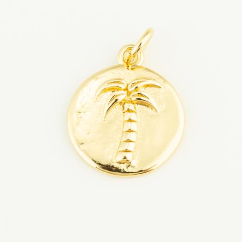 Brass Jewelry Pendants, Round, gold color plated, DIY, nickel, lead & cadmium free, 16x14x2mm, Sold By PC