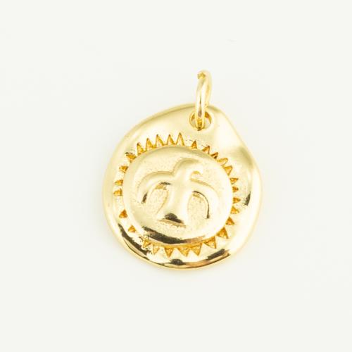 Colgantes de la joyería de cobre amarillo, metal, Ligeramente redondo, chapado en color dorado, Bricolaje, libre de níquel, plomo & cadmio, 15x14x2mm, Vendido por UD