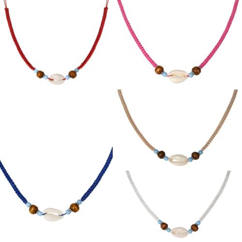 Shell Necklaces, Nylon Cord, with Shell & Wood, fashion jewelry, more colors for choice, Sold By PC